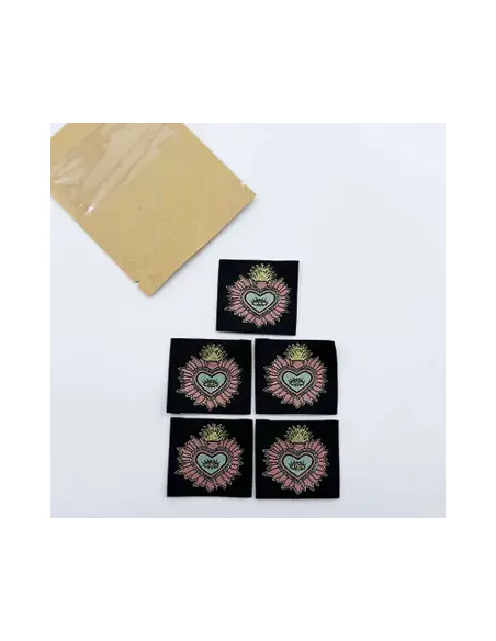 Lot de 5 étiquettes tissées à coudre Ex Voto - Noir