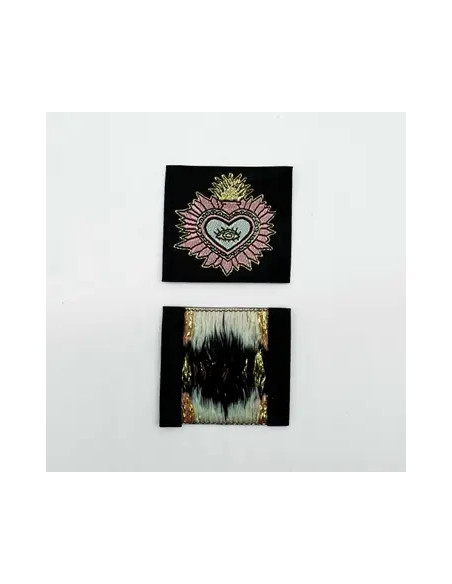 Lot de 5 étiquettes tissées à coudre Ex Voto - Noir