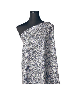 Tissu popeline de coton fantaisie - Plumes bleues 2