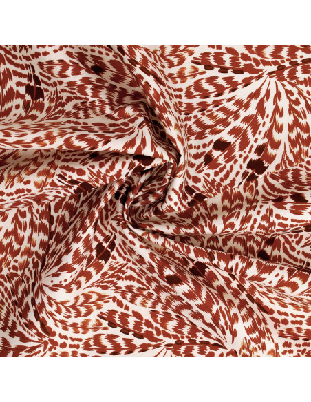 Tissu popeline de coton fantaisie - Plumes marrons