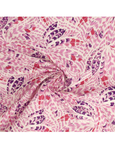 Tissu popeline de coton fantaisie - Plumes roses