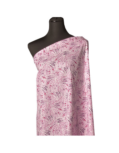 Tissu popeline de coton fantaisie - Plumes roses