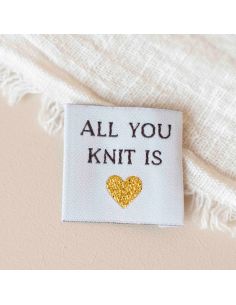 Étiquette tissée à coudre All you knit is love