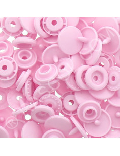 Sachet de 25 pressions résine KAM ronds - Rose dragée