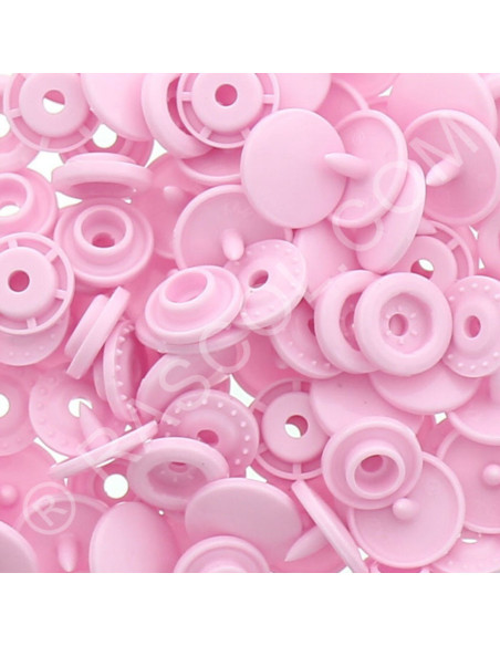 Sachet de 25 pressions résine KAM ronds - Rose dragée