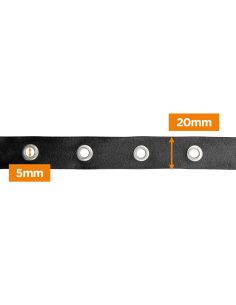 Ruban simili cuir noir à œillets argentés – 20 mm 2