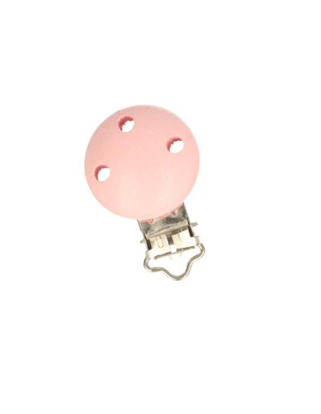 Clip attache tétine en bois - Rose