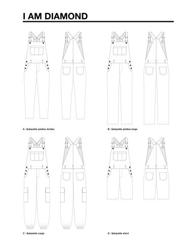 Patron de salopettes pantalons et shorts Diamond - I am patterns