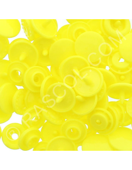 Sachet de 25 pressions résine KAM ronds - Jaune citron