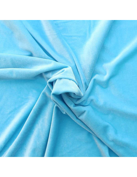 Tissu velours stretch - Bleu aqua