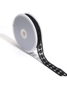 Broderie fleurs sur tulle Nora - Noir