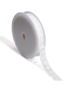 Broderie fleurs sur tulle Nora - Blanc