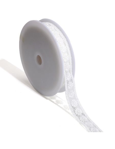Broderie fleurs sur tulle Nora - Blanc