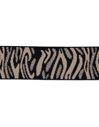Élastique zèbra - Beige et marron lurex argent