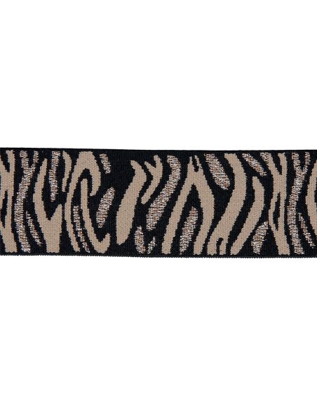 Élastique zèbra - Beige et marron lurex argent