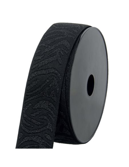 Élastique zèbra - Noir et lurex noir