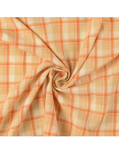Tissu flanelle tartan écossais - Beige rayures orange