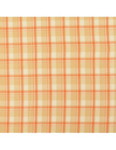 Tissu flanelle tartan écossais - Beige rayures orange