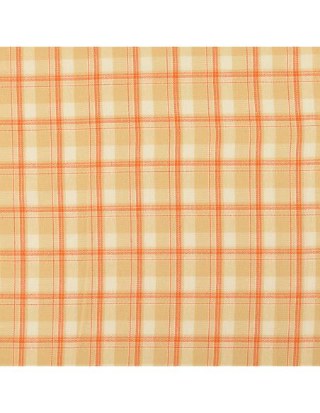 Tissu flanelle tartan écossais - Beige rayures orange