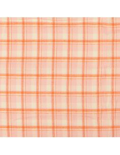 Tissu flanelle tartan écossais - Rose clair rayures orange 2
