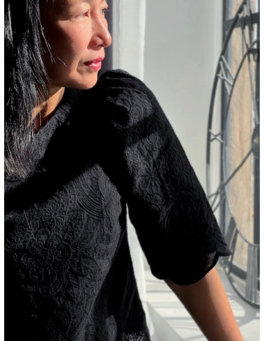 Tissu broderie anglaise Luna noire - My Dress Made
