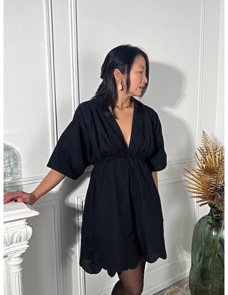 Tissu broderie anglaise Luna noire - My Dress Made