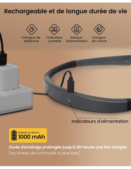 Lampe mains libres tour de cou rechargeable Rascol