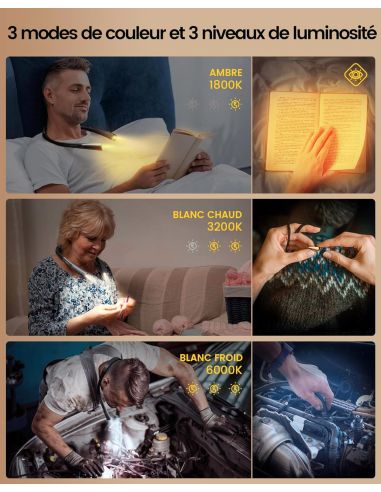 Lampe mains libres tour de cou rechargeable Rascol