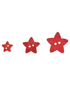Bouton 2 trous étoile paillette - Rouge