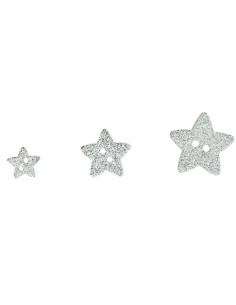 Bouton 2 trous étoile paillette - Argent