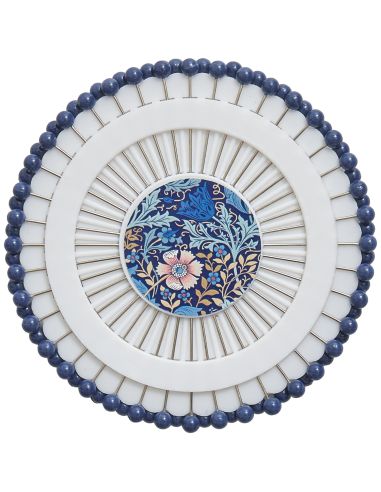 Disque de 40 épingles à tête plastique - Collection fleurs bleues