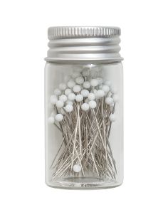 Tube en verre de 95 épingles à tête de verre - Collection fleurs bleues 2