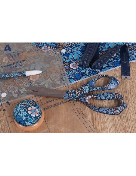Pelote pour épingles de couture - Collection fleurs bleues