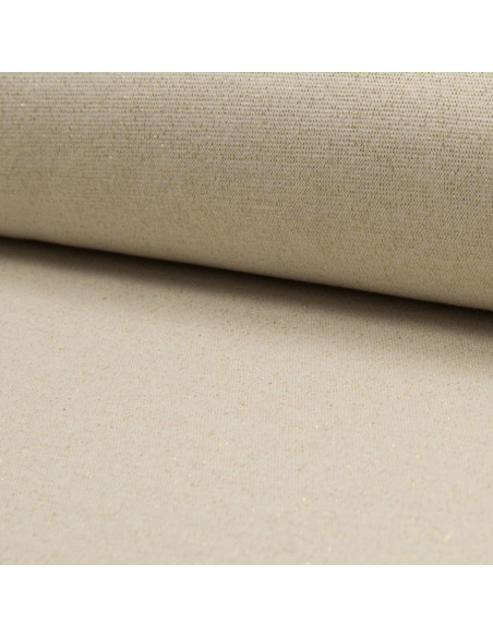 Tissu jersey bord côte lurex - Écru lurex or