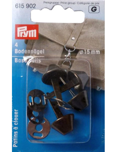 Lot 4 patins pour sacs 15 mm - Argent antique