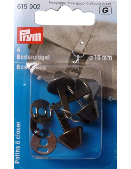 Lot 4 patins pour sacs 15 mm - Argent antique