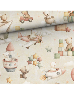 Tissu coton premium - Nounours en vol