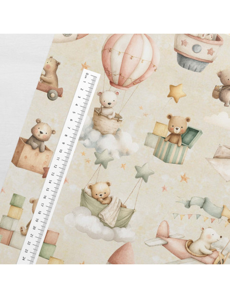 Tissu coton premium - Nounours en vol