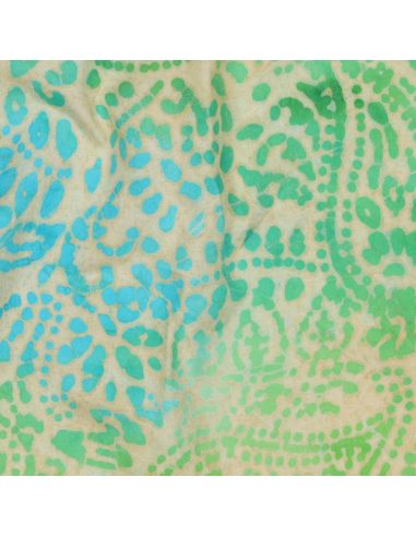 Tissu viscose batik Kaona - Vert et bleu