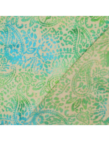 Tissu viscose batik Kaona - Vert et bleu