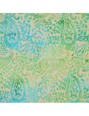 Tissu viscose batik Kaona - Vert et bleu