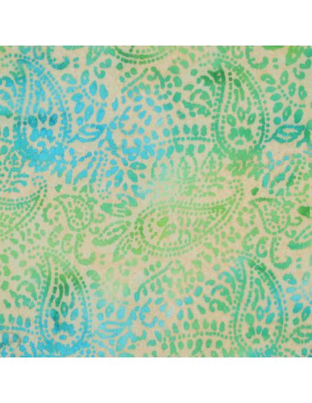 Tissu viscose batik Kaona - Vert et bleu