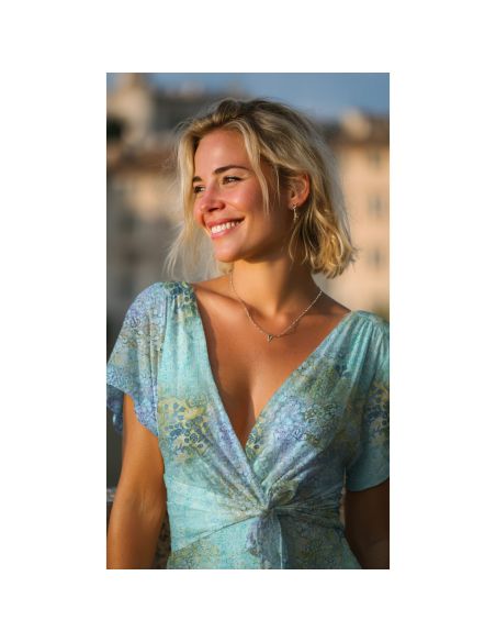 Tissu viscose batik Talia - Turquoise