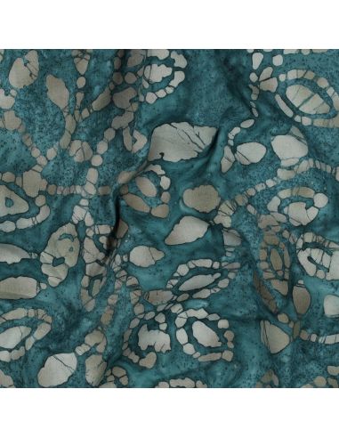 Tissu coton batik Méline - Bleu pétrole