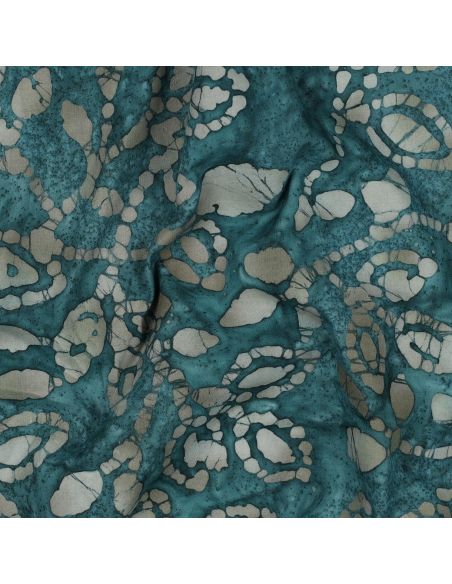 Tissu coton batik Méline - Bleu pétrole