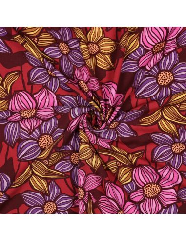 Tissu twill viscose Florane - Bordeaux