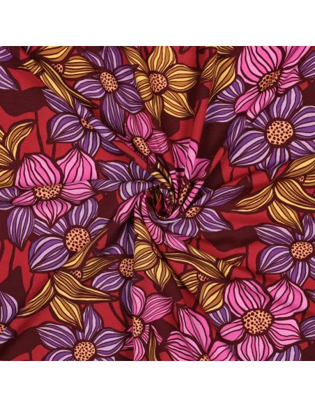 Tissu twill viscose Florane - Bordeaux