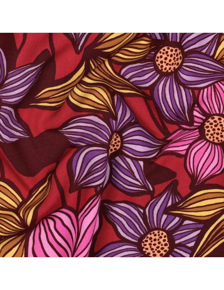 Tissu twill viscose Florane - Bordeaux