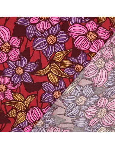 Tissu twill viscose Florane - Bordeaux