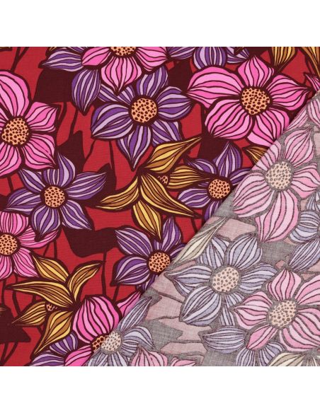 Tissu twill viscose Florane - Bordeaux
